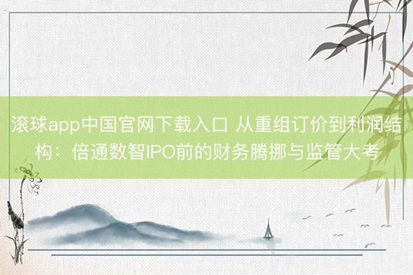 滚球app中国官网下载入口 从重组订价到利润结构：倍通数智IPO前的财务腾挪与监管大考