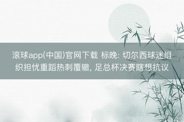 滚球app(中国)官网下载 标晚: 切尔西球迷组织担忧重蹈热刺覆辙， 足总杯决赛瞎想抗议