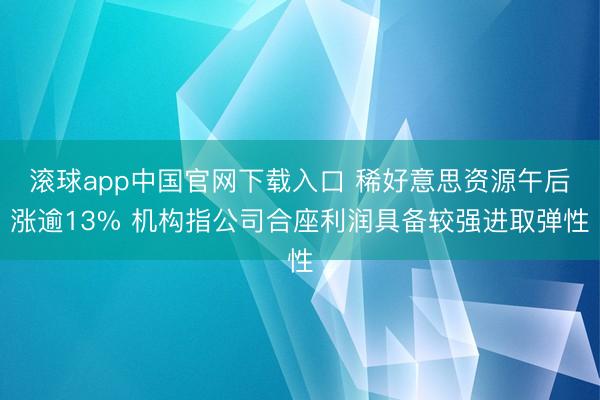 滚球app中国官网下载入口 稀好意思资源午后涨逾13% 机构指公司合座利润具备较强进取弹性