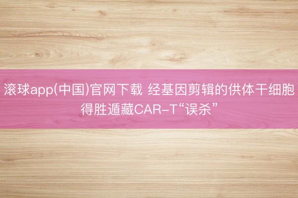 滚球app(中国)官网下载 经基因剪辑的供体干细胞得胜遁藏CAR-T“误杀”