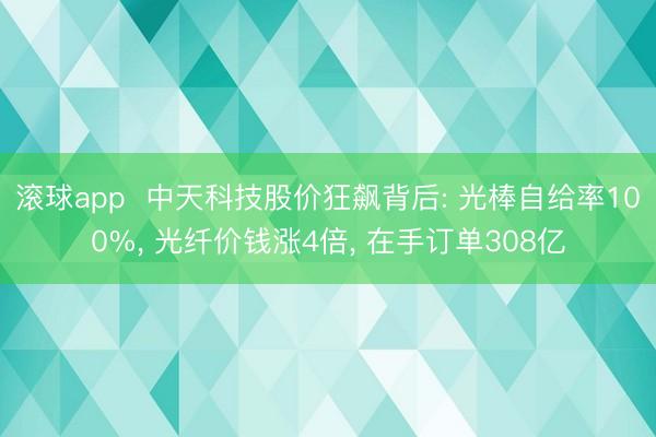 滚球app  中天科技股价狂飙背后: 光棒自给率100%， 光纤价钱涨4倍， 在手订单308亿