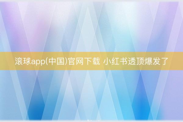 滚球app(中国)官网下载 小红书透顶爆发了