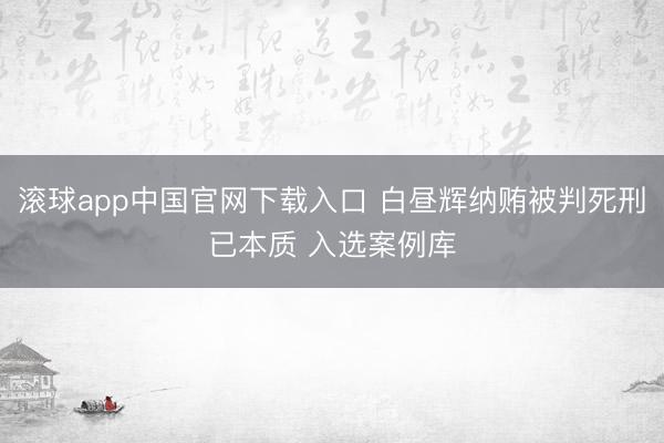滚球app中国官网下载入口 白昼辉纳贿被判死刑已本质 入选案例库