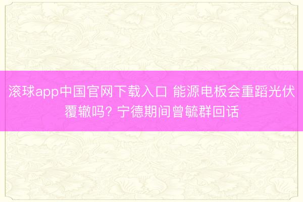 滚球app中国官网下载入口 能源电板会重蹈光伏覆辙吗? 宁德期间曾毓群回话