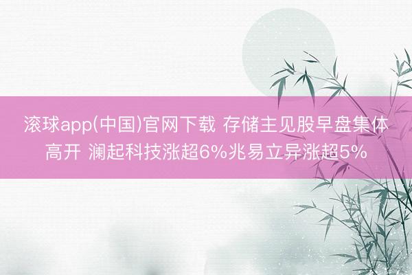 滚球app(中国)官网下载 存储主见股早盘集体高开 澜起科技涨超6%兆易立异涨超5%