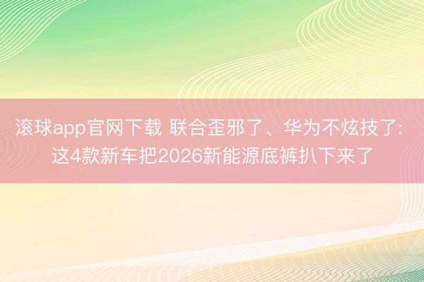 滚球app官网下载 联合歪邪了、华为不炫技了: 这4款新车把2026新能源底裤扒下来了