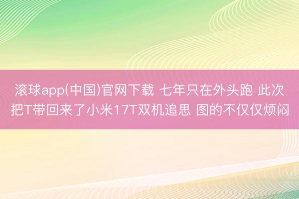 滚球app(中国)官网下载 七年只在外头跑 此次把T带回来了小米17T双机追思 图的不仅仅烦闷
