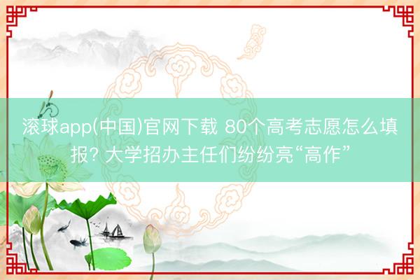 滚球app(中国)官网下载 80个高考志愿怎么填报? 大学招办主任们纷纷亮“高作”