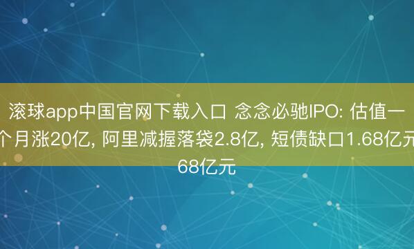 滚球app中国官网下载入口 念念必驰IPO: 估值一个月涨20亿, 阿里减握落袋2.8亿, 短债缺口1.68亿元