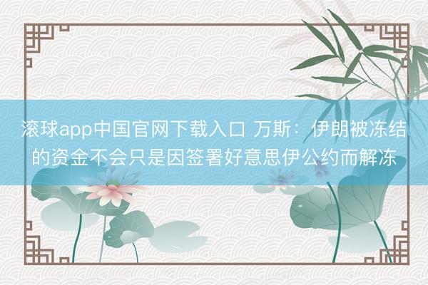滚球app中国官网下载入口 万斯：伊朗被冻结的资金不会只是因签署好意思伊公约而解冻