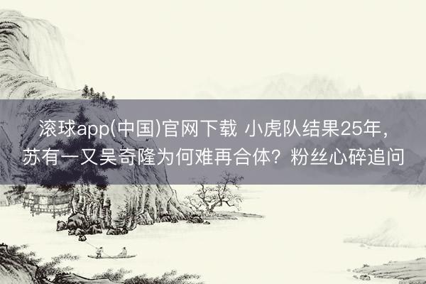 滚球app(中国)官网下载 小虎队结果25年，苏有一又吴奇隆为何难再合体？粉丝心碎追问