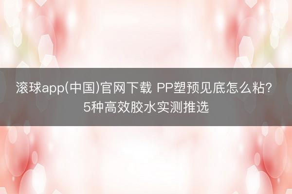 滚球app(中国)官网下载 PP塑预见底怎么粘? 5种高效胶水实测推选