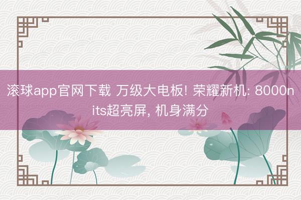 滚球app官网下载 万级大电板! 荣耀新机: 8000nits超亮屏， 机身满分