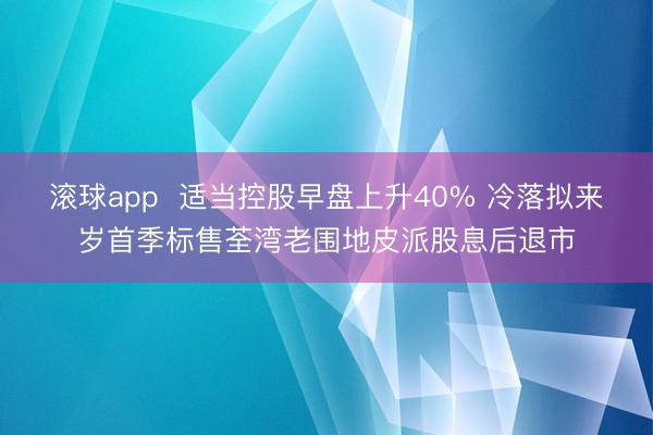 滚球app  适当控股早盘上升40% 冷落拟来岁首季标售荃湾老围地皮派股息后退市