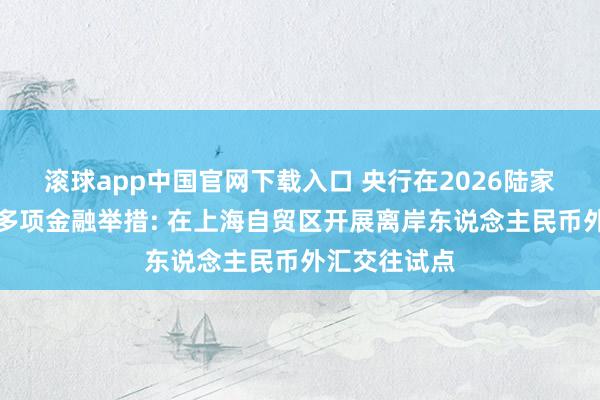 滚球app中国官网下载入口 央行在2026陆家嘴论坛发布多项金融举措: 在上海自贸区开展离岸东说念主民币外汇交往试点